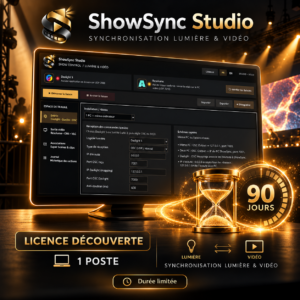 ShowSync Studio licence 90 jours – Logiciel de synchronisation lumière et vidéo, 1 poste